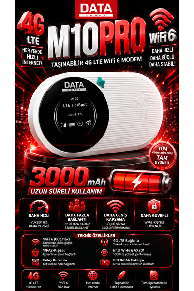 DataForce M10PRO 4G Taşınabilir Modem - WiFi 6 Hızı ve SMS Özelliği