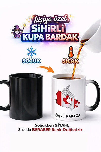 Kirbi Reklam كوب سحري من البورسلين مطبوع على الوجهين بتصميم علم كندا