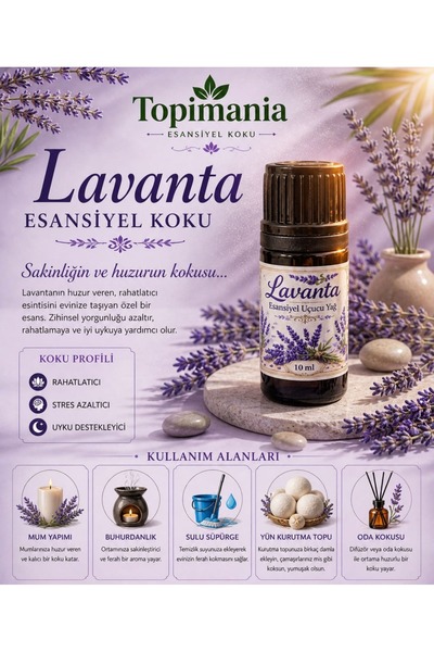Topimania Yün Kurutma Topları Lavanta Uçucu Buhur Yağı Buhurdanlık Esansı Oda...