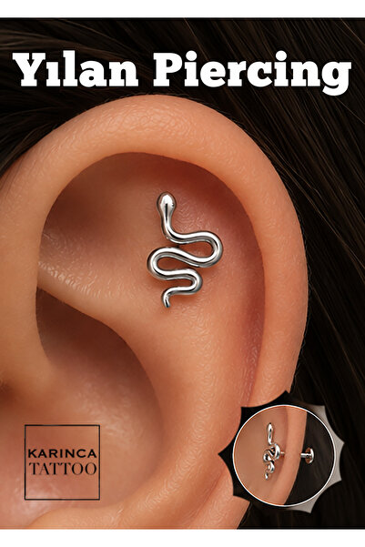 Karınca Piercing Yılan Kulak Conch Flat Helix Labret Tragus Piercing Cerrahi ...
