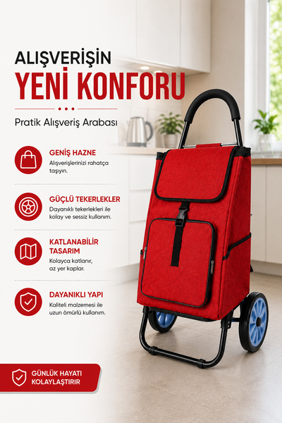 Vadi Alüminyum Gövdeli Katlanabilir Pazar Arabası Su Geçirmez Çantalı Sessiz ...