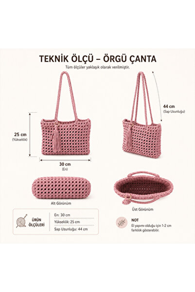Stelo Forte PEMBE RENKLİ ÖRME OMUZ ÇANTASI KADIN ÇANTASI PENYE