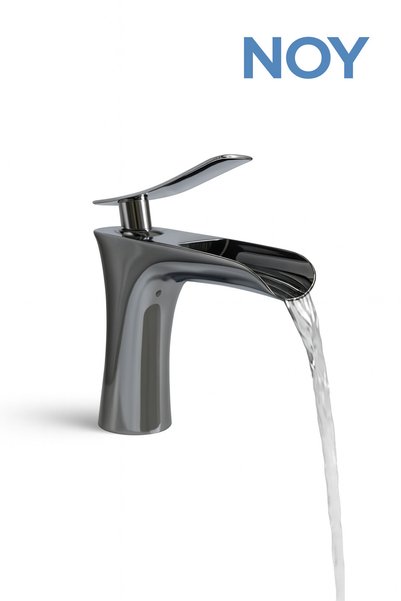 NOY Basin Faucet Chrome Single Lever Water Saving Faucet Waterfall Model Stylish Design