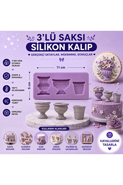 Dr.Paste Silikon Kalıp 3'lü Saksı