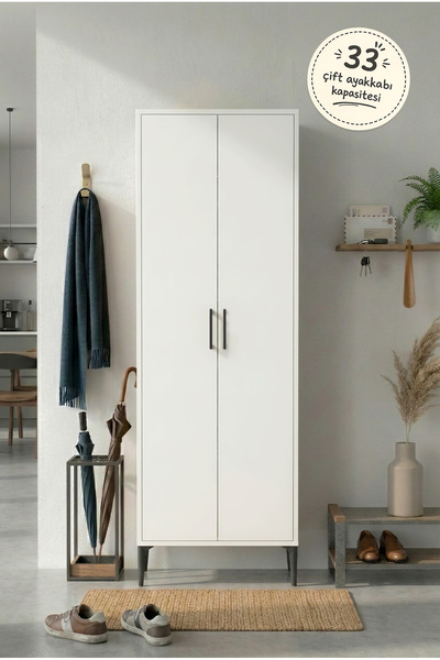 SARMOBİ Harmony Ayakkabılık 65x190x37 cm Beyaz – Modern Tasarım