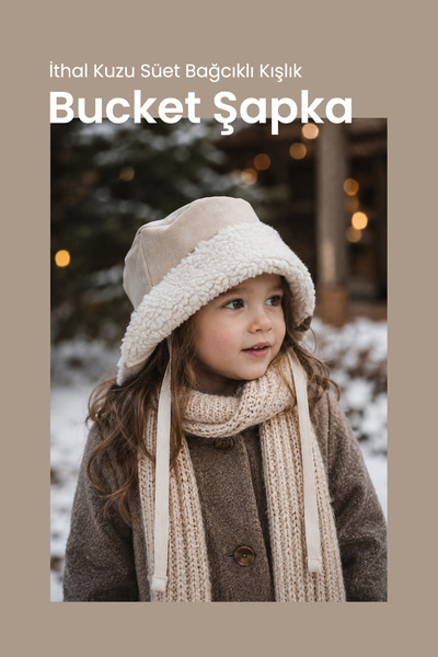 ilays beauty İthal Kuzu Süet Bağcıklı Kışlık Bucket Şapka