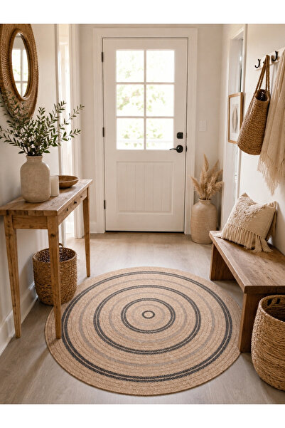SANRUGS Home & Living Yıkanabilir Sisal Jüt Dokuma Hasır Halı Kilim Bej Kahve...