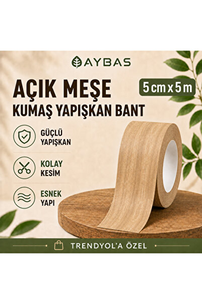 Aybas 5cmx5 metre Açık Meşe Ahşap Desenli Kumaş Yapışkan Bant – Kendinden Yap...