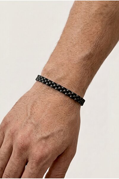 HERİF Block Chain Men's Steel Bracelet - Black Color