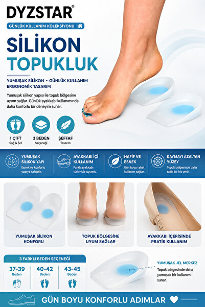 DYZSTAR Silikon Topukluk 1 Çift – Yumuşak Jel Destekli Ayakkabı İçi Topuk Yas...