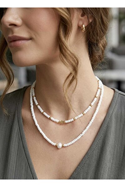 MYSTERY TAKI AKSESUAR Double Sand Beads Pearl Necklace