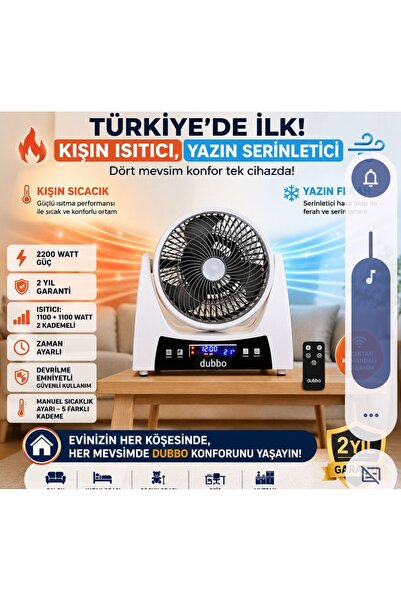 dubbo YAZIN MASA ÜSTÜ VANTİLATÖR+KIŞIN 2200 W.ISITICI+UK