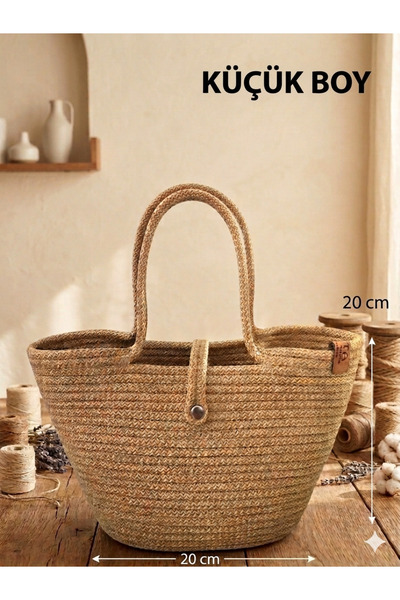 Metasupla Hasır Jüt Görünümlü , Mini Boy El Çantası, , Günlük Çanta 27x20 Cm ...