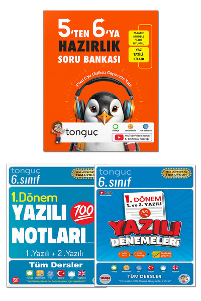 Tonguç Yayınları 5'ten 6'ya Hazırlık Kitabı Ve 6. sınıf 1. Dönem Yazılı Notla...
