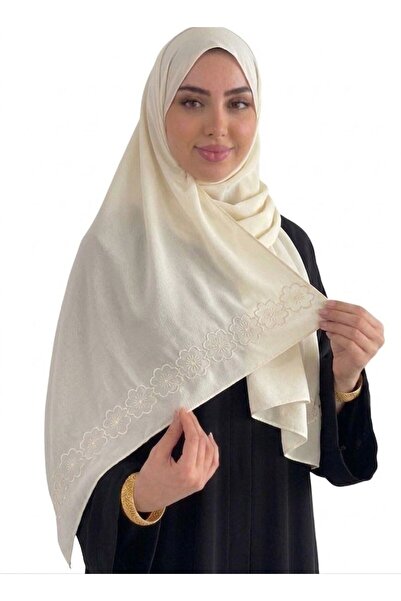 Veil Designer طرحة اوف وايت بوال تطريز من الطرفين بقماش ياباني بالمقاس : 60 *...
