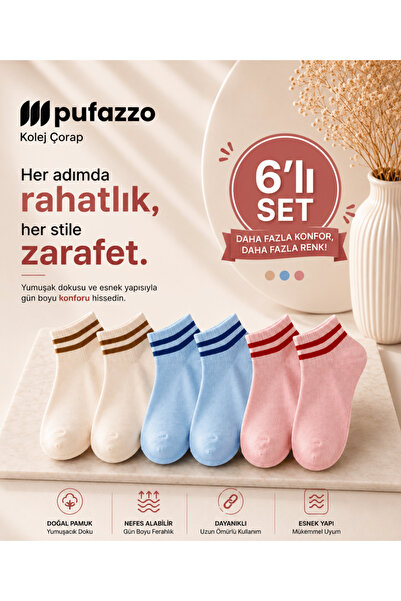 PUFAZZO Set de șosetă cu dungi tenis unisex - scurt, cu dungi, bumbac natural...
