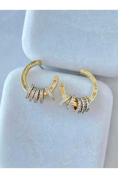 Haziran Accessory, C Model Stone Earrings