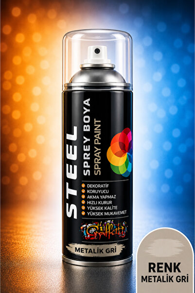 TBYSHOP Metalik Gri Sprey Boya 400 ml Dekoratif Boya Graffiti Duvar Boyası Mo...