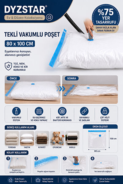 Genel Markalar Magic S.er Tekli Vakumlu Poşet 80x100cm DYZSTAR-353100