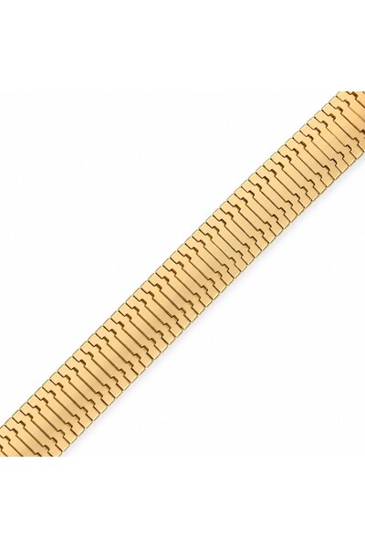 Zeino Kalın Hasır Zincir Çelik Bileklik - 14K Altın Kaplama - 19 cm