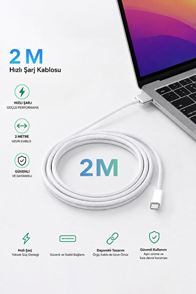 Nezih Case Apple Macbook USB-C - MagSafe 3 Hızlı Sarj Özellikli Sarj Aleti (2...