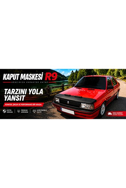 EYM Renault R9 Brodway 1997 uyumlu  Suni Deri Lüx Kaput Koruyucu Maske Uyumlu