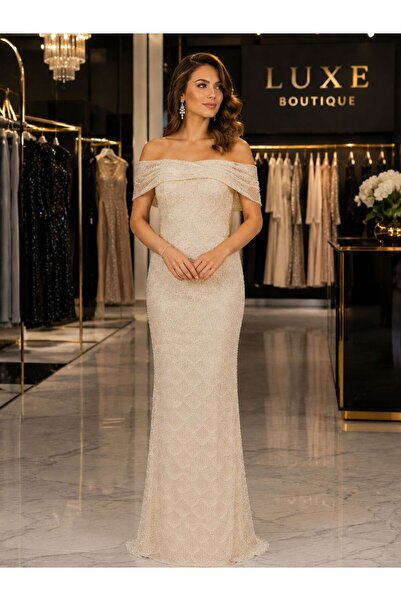 ANKYRA Boat Neck Luxury Embroidered Dress 5830