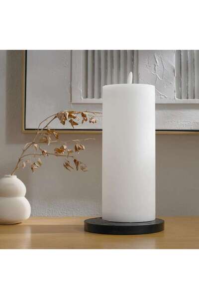 PAN HOME Majestic Led Real Wax Pillar Candle With Rustic Surface Dia10x25cm -...
