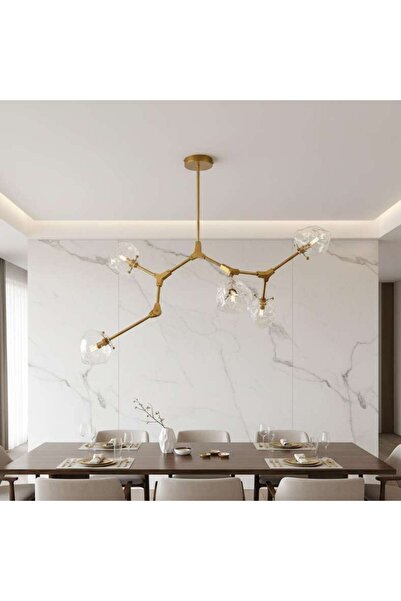 PAN HOME مصباح معلق Rubix بخمسة أضواء G9 زجاجي 105x70x75 سم - ذهبي