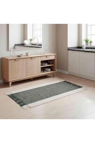 PAN HOME سكيبي ريسايكل دهري مع شراشيب 60x90 سم - زيتوني