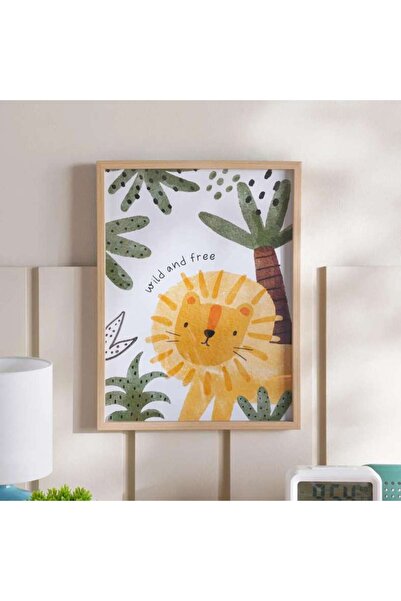 PAN HOME Playful Lion Wall Art 31.8x41.8cm - Yellow