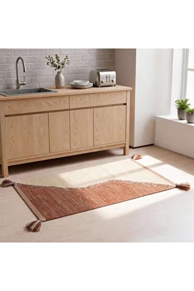 PAN HOME Kinley Cotton Dhurrie With Tassel 90x150cm - Terra Orange