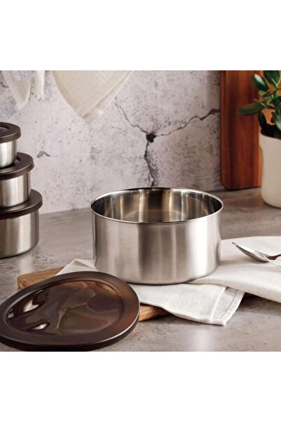 PAN HOME Edzel Stainless Steel Round Lunch Box 1.55l -Chrome