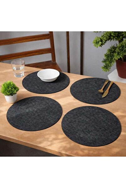 PAN HOME طقم مفارش طاولة مستديرة من إيكو مكون من 4 قطع مقاس 35x35 سم - أسود