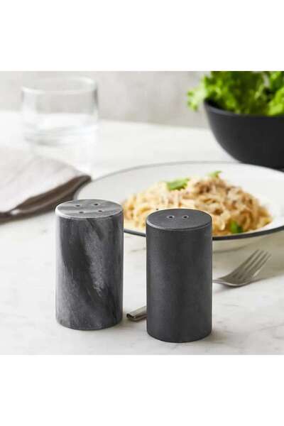PAN HOME Mison 2-Piece Marble Salt Pepper Shaker Dia4x9cm -Grey