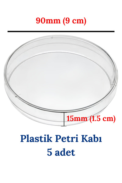 Mr. Crowley Petri Kabı 5 adet Plastik (Boyut 90x15 mm) Laboratuvar Uygun
