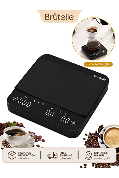 Brutelle ميزان قهوة V60 مع مؤقت، قابل لإعادة الشحن عبر USB، بدقة عالية 0.1 جر...