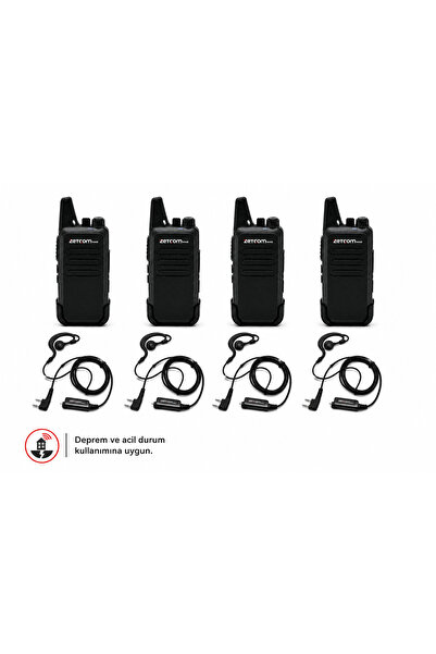 ZETCOM N446 PMR Deprem ve Acil Durum El Telsizi (4'lü Telsiz + Kulaklık Set)