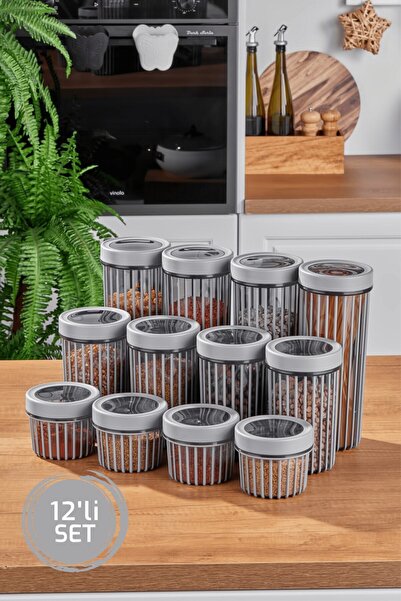 Stile Cucina مجموعة من 12 حاوية تخزين دائرية من Linea 4x(0.50 لتر، 1.1 لتر، 1...