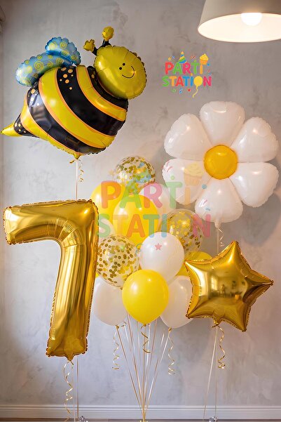 Parti Station Bee Arı ve Papatya Konsept 7 Yaş Balon Set Bee Arı ve Papatya T...