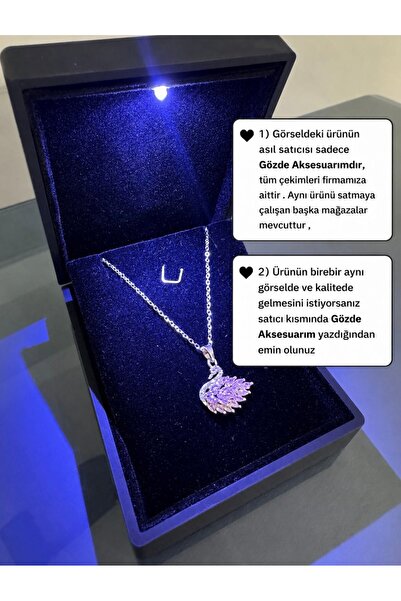 shop IŞIKLI KUTUDA PEMBE KUĞU KOLYE ÇELİK