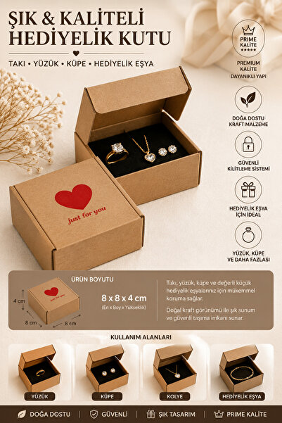 BİRBEYSTORE Karton Kutu (just for you) Yazılı E-Ticaret Kutusu (8x8x4)-(10) A...