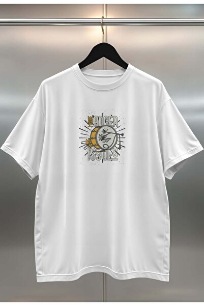 buzagi tasarım ürünleri Organic Cotton Digital Printed Oversize White T-Shirt