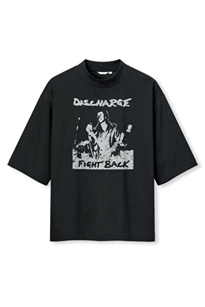 buzagi tasarım ürünleri Discharge Digital Printing Oversize Black Unisex T-Shirt