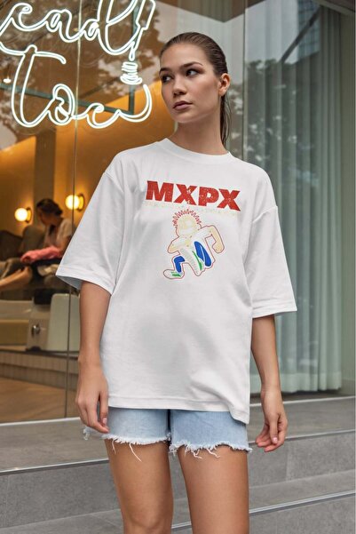 buzagi tasarım ürünleri Mxpx Oversize Fit Unisex White T-Shirt