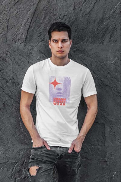 buzagi tasarım ürünleri Urban Digital Printing Regular Fit White Unisex T-Shirt