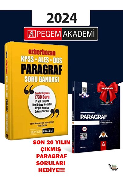 Pegem Akademi Yayıncılık 2024 Model Paragraf Ezberbozan Soru Bankası Paragraf Çıkmış Sorular Hediyeli!