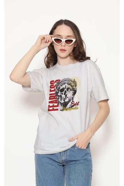 buzagi tasarım ürünleri Urban Regular Fit Unisex White T-Shirt