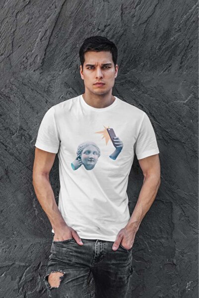 buzagi tasarım ürünleri Sculpture Digital Print Regular Mold White Unisex T-S...