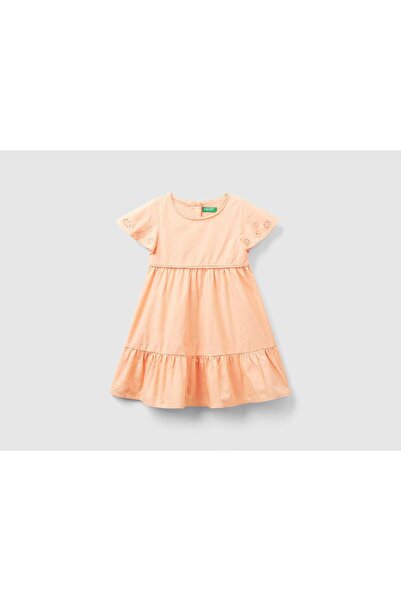 United Colors of Benetton Girls' Floral Sleeve Round Neck Dress